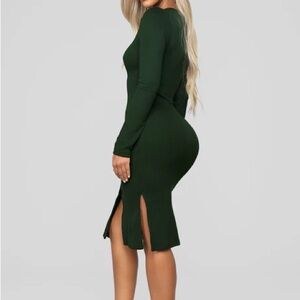 Fashion Nova Forest Green Long Sleeve Dress